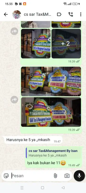 Testimonial papan bunga HULU SUNGAI TENGAH