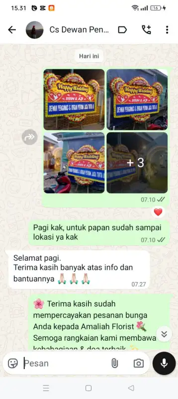 Testimonial papan bunga HULU SUNGAI TENGAH